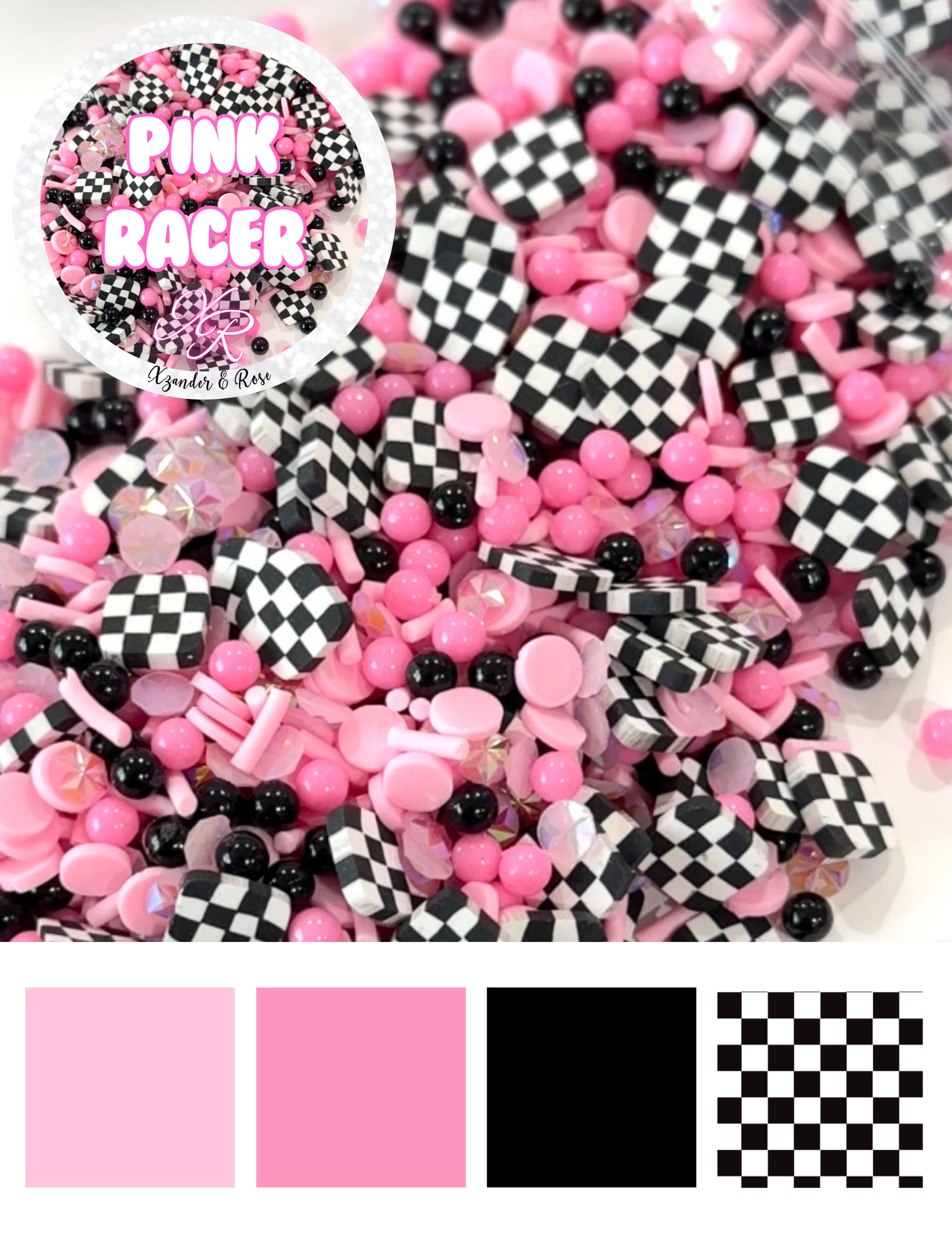 Pink Racer Poly Clay Sprinkles Mix